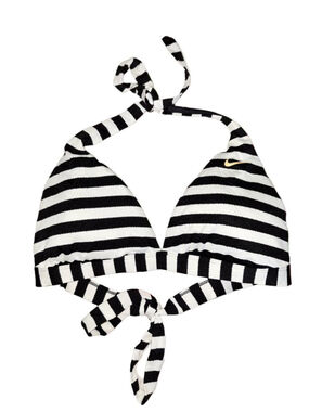 Nike Black & White Striped Halter Bikini Top